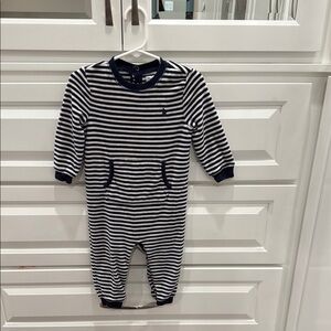 Ralph Lauren Blue and White Footies One Piece